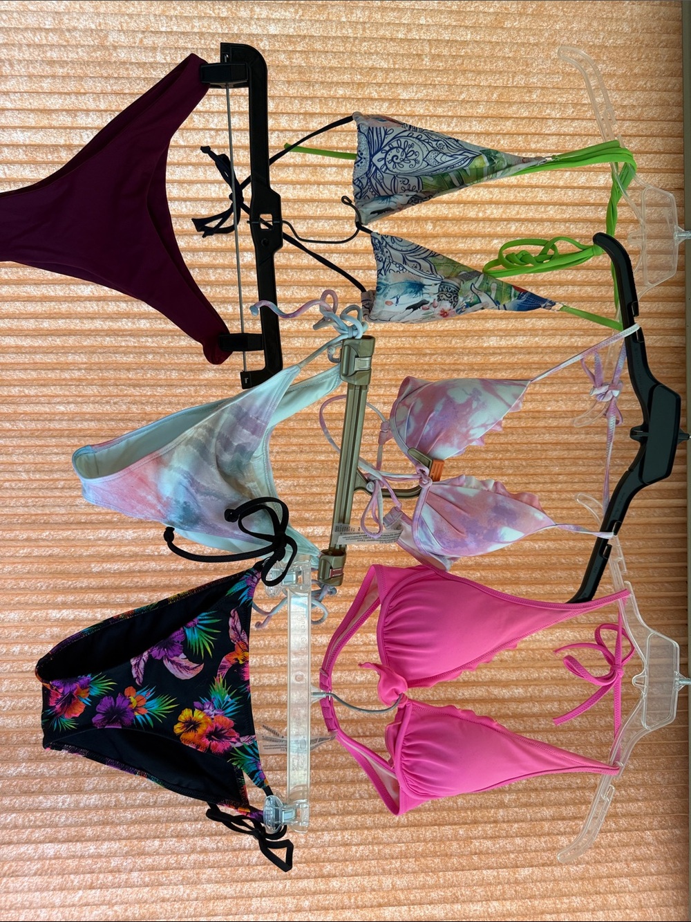 Mixed Bikini Tops and Bottoms Bundle - Multi & Pink